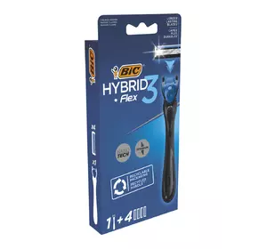 Станок для бритья мужской BIC Flex 3 Hibrid с 4 сменными картриджами (3086123644939) Станок для бритья мужской BIC Flex 3 Hibrid с 4 сменными картриджами (3086123644939)