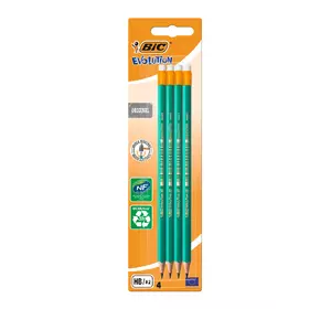 Набор карандашей чернографитных шестиугольных BIC Evolution HB с ластиком Зеленый 4 шт (3270220049012) Набор карандашей чернографитных шестиугольных BIC Evolution HB с ластиком Зеленый 4 шт (3270220049012)