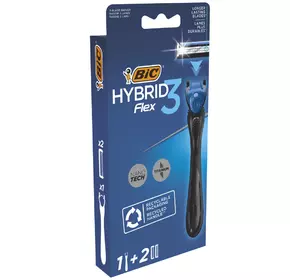 Станок для бритья мужской BIC Flex 3 Hibrid с 2 сменными картриджами (3086123519114) Станок для бритья мужской BIC Flex 3 Hibrid с 2 сменными картриджами (3086123519114)