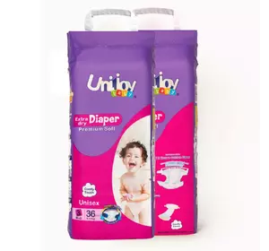 Подгузники UNIJOY Soft 36 шт М 6-9 кг (6998526216187) Подгузники UNIJOY Soft 36 шт М 6-9 кг (6998526216187)