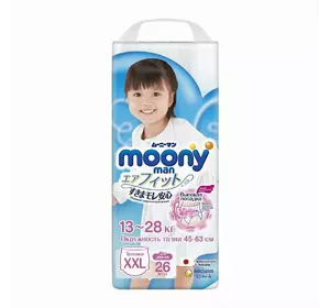 Подгузники-трусики Moony для девочек XXL 13-28 кг 26 шт (4903111211654) Подгузники-трусики Moony для девочек XXL 13-28 кг 26 шт (4903111211654)